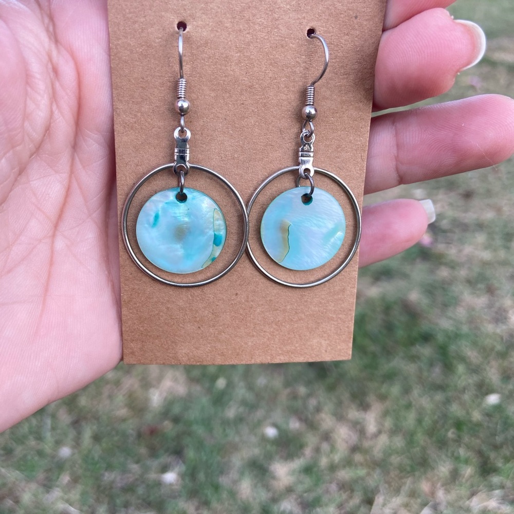 Aqua blue shells earrings